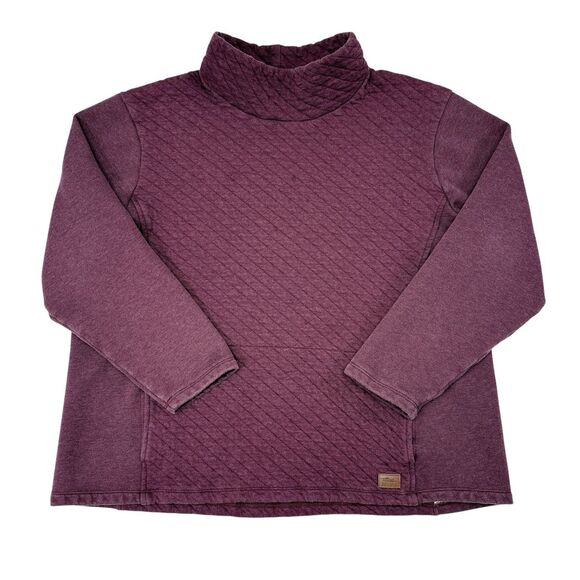 LL Bean Sweater‎ Plus Size 2X Maroon Funnel Neck Quilted Pullover Thick Hiking - Picture 1 of 9